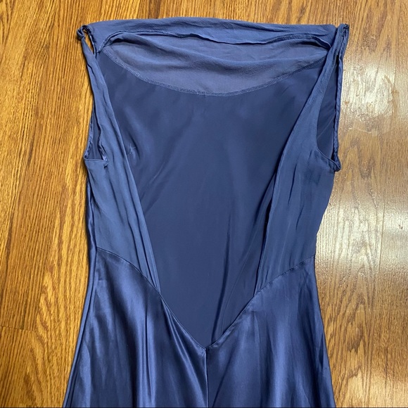 Vintage Y2K 100% Silk Blue Slip Dress Cowl Neck Silk Dress Backless Dress Prom - Picture 10 of 15